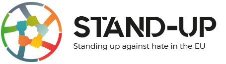 Λογότυπο ευρωπαϊκού προγράμματος STAND UP (πολύχρωμος κύκλος με πολύχρωμο αστέρι στη μέση)