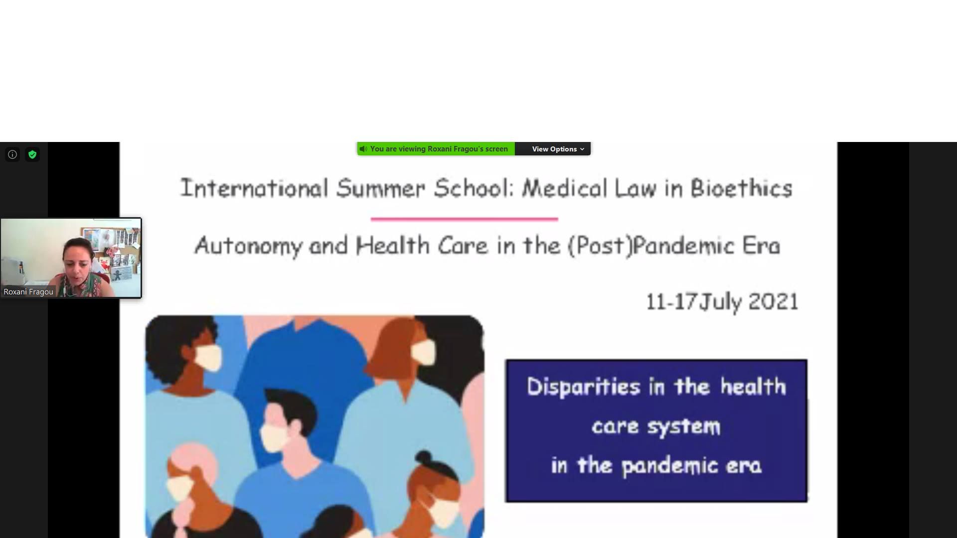 Presentation of Dr Roxani Fragou at International Summer School on Medical Law and Bioethics